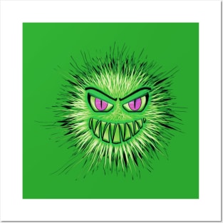 green monster face Posters and Art